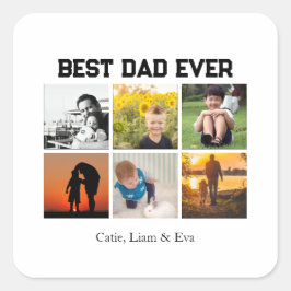 Adesivo Quadrado Best Dad Ever Customizable name and images
