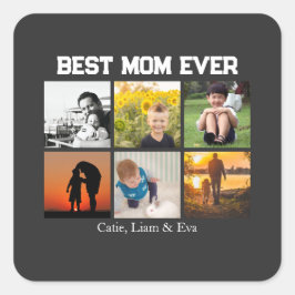 Adesivo Quadrado Best Mom Ever Customizable name and images