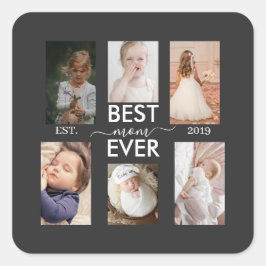 Adesivo Quadrado Best Mom Ever Customizable year and images