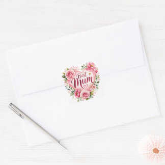 Adesivo Quadrado Best Mum Aquarell Blumenherz Design