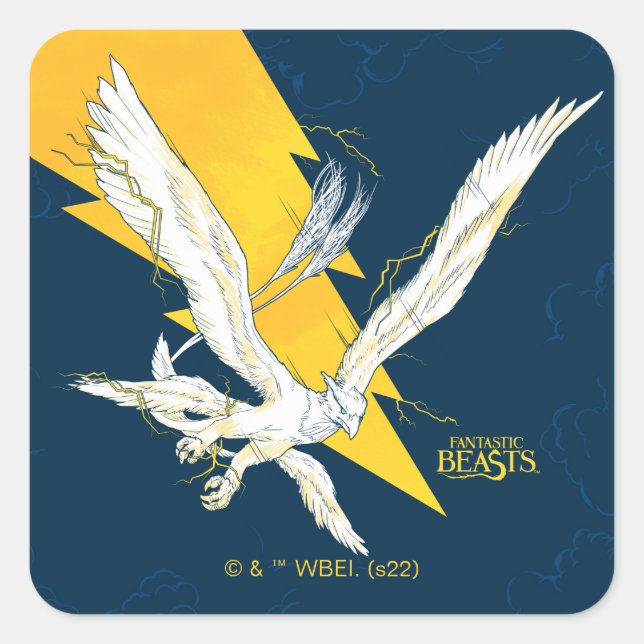 Adesivo Quadrado Bestas Fantásticas Thunderbird (Frente)