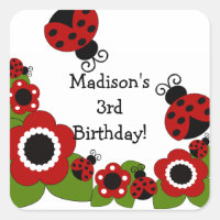 Bestial Ladybug Birthday Square Sticker!