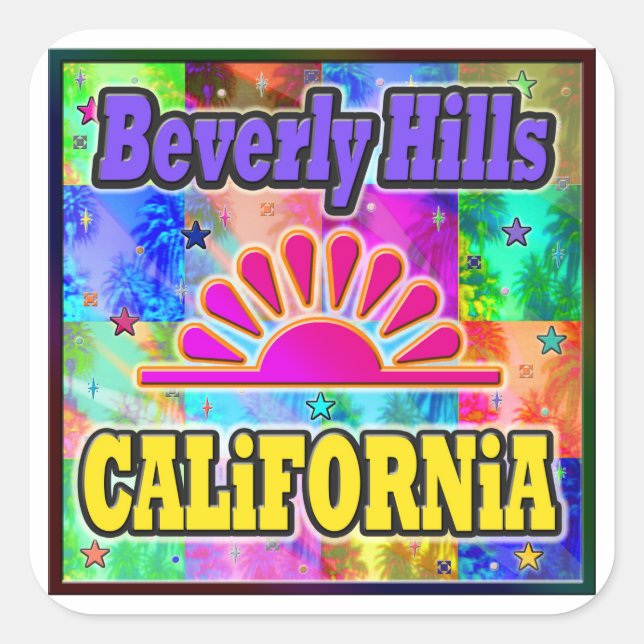 Adesivo Quadrado Beverly Colinas Sun & Palms Stickers (Frente)