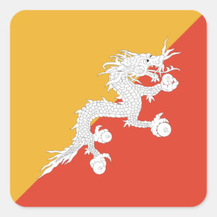 Adesivo Quadrado Bhutan Flag Sticker
