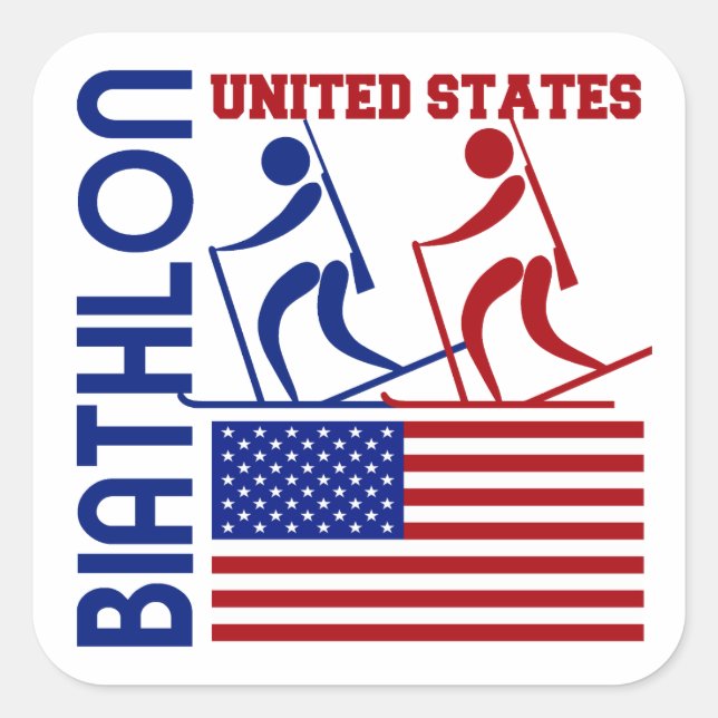 Adesivo Quadrado Biathlon Estados Unidos (Frente)