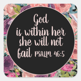 Adesivo Quadrado Bíblia Cristã Floral Rosa Púrpura Deus Dentro Dela