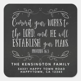 Adesivo Quadrado Bíblia Cristã Russa Verse Endereço Chalkboard