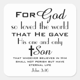 Adesivo Quadrado Bíblia Cristã Verse John 3:16 Stickers