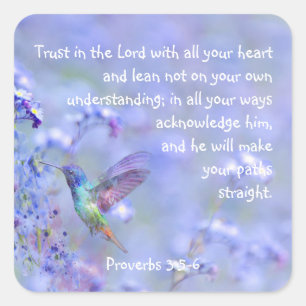 Adesivo Quadrado Bíblia Floral do Jardim Azul do HummingbirdEscrit