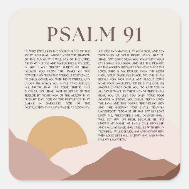 Adesivo Quadrado Bíblia Psalm 91 NKJV Verse (Frente)