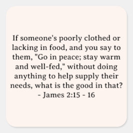 Adesivo Quadrado Bíblia Verse James 2:15 - 16
