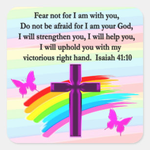 ADESIVO QUADRADO BÍBLIA VERSO DESIGN DE ISAIAH 41:10