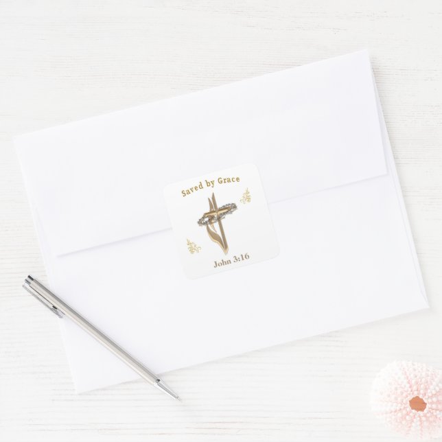 Adesivo Quadrado Bíblia Verso salvo pela Grace (Envelope)