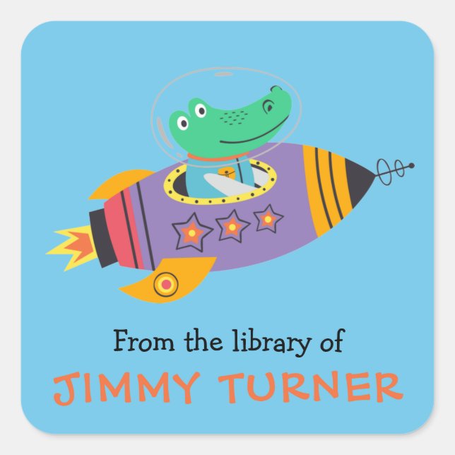 Adesivo Quadrado Biblioteca de Foguetes Espaciais (Frente)