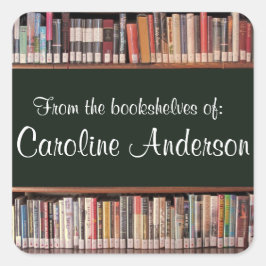 Adesivo Quadrado Biblioteca Personalizada Bookshells Bookplate