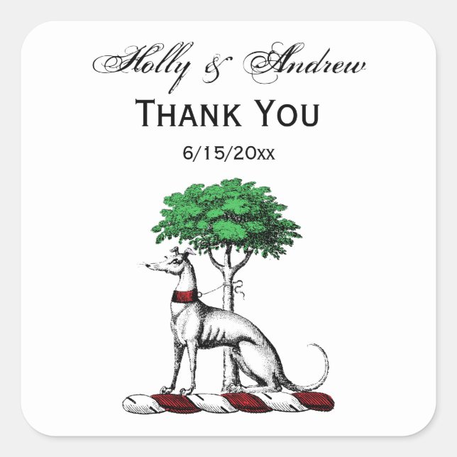 Adesivo Quadrado Bicho De Greyhound Com Emblem De Crest Heráldico D (Frente)