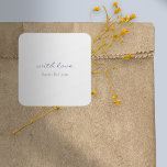 Adesivo Quadrado Bicho Netral Com Vinheta De Casamento De Presente<br><div class="desc">Elegante e chic. Um adesivo de presente de casamento simples,  neutro e memorável com um fundo branco e uma fonte azul empoeirada.</div>