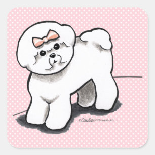 Adesivo Quadrado Bichon feminino Frise