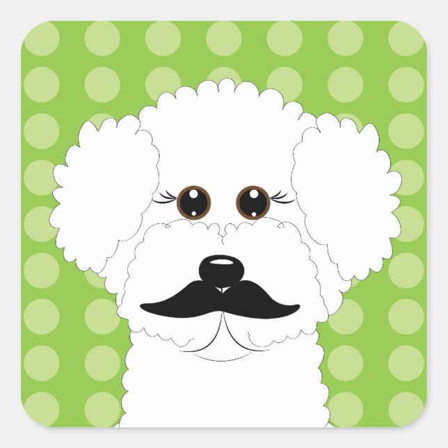 Adesivo Quadrado Bichon Frise com bigode (Frente)