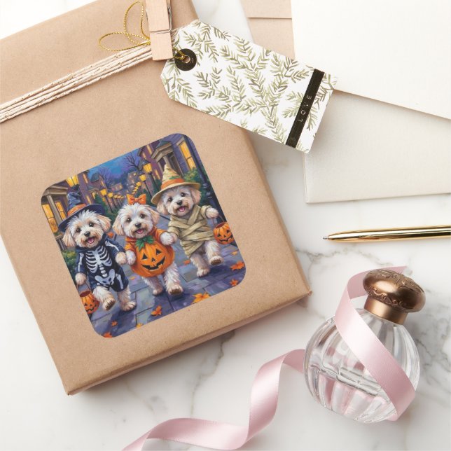 Adesivo Quadrado Bichon Frise para Tratar Figurinos de Halloween (Presentear)