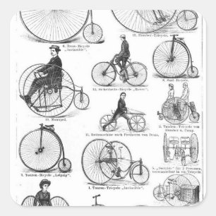 Adesivo Quadrado Bicicleta de Roda Alta Penny Farthing