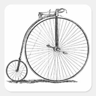 Adesivo Quadrado Bicicleta de Roda Alta Penny Farthing