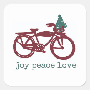 Adesivo Quadrado Bicicleta do vintage e de árvore de Natal design