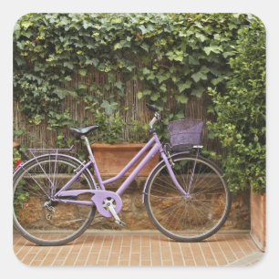 Adesivo Quadrado Bicicleta estacionada, Pienza, Itália, Toscana