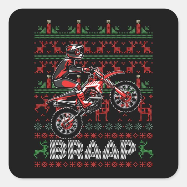 Adesivo Quadrado Bicicleta Motocross Braap de Natal (Frente)