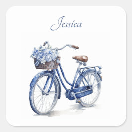 Adesivo Quadrado Bicicleta no Azul Delft personalizável