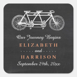 Adesivo Quadrado Bicicleta Tandem No Favor De Casamento De Chalkboa