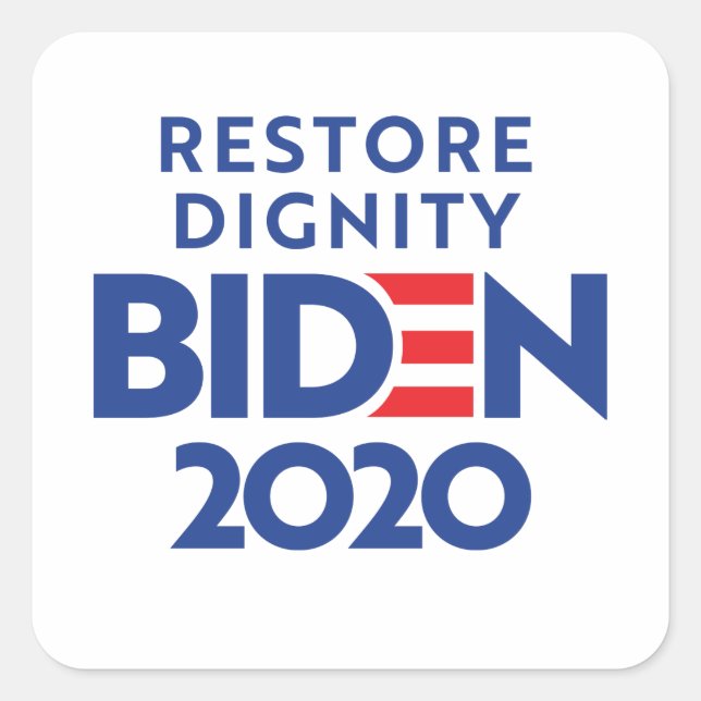 Adesivo Quadrado BIDEN 2020 - Restaurar Dignidade (Frente)