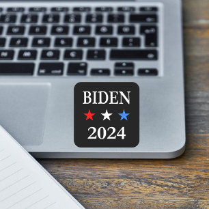 Adesivo Quadrado Biden 2024 Presidente dos EUA Três Estrelas Patri