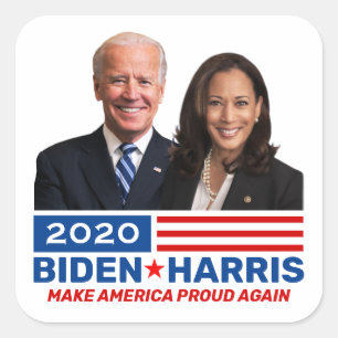 Adesivo Quadrado Biden Harris 2020 Eleição - Foto Azul Branco Ver