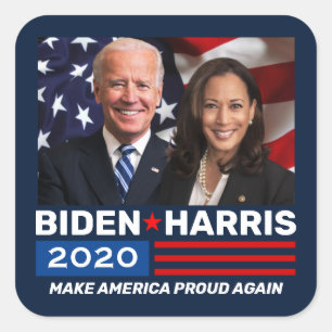 Adesivo Quadrado Biden Harris 2020 Eletion Patriotic Flag Photo
