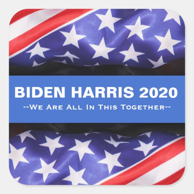 Adesivo Quadrado BIDEN HARRIS 2020 USA Flag Campaign Stickers (Frente)