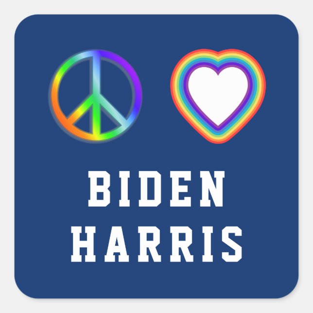 Adesivo Quadrado Biden Harris Peace Love (Frente)