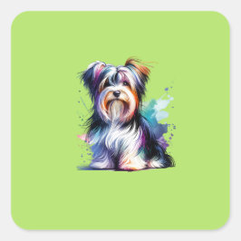 Adesivo Quadrado Biewer Terrier Dog