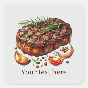 Adesivo Quadrado Bifinho grelhado divertido personalizável