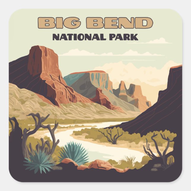 Adesivo Quadrado Big Bend National Park Viagem (Frente)