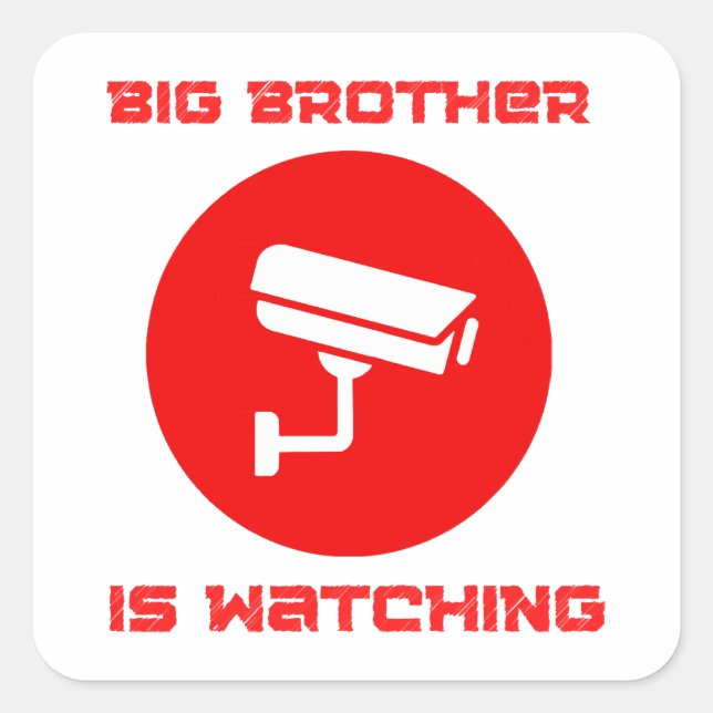 Adesivo Quadrado Big Brother está assistindo a soc de 1984 (Frente)