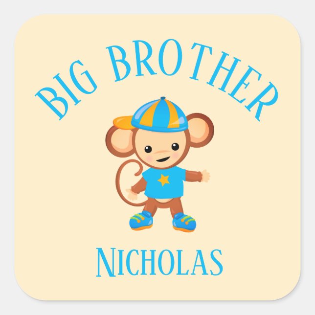 Adesivo Quadrado Big Brother Personalizado com o Nome Macaco (Frente)
