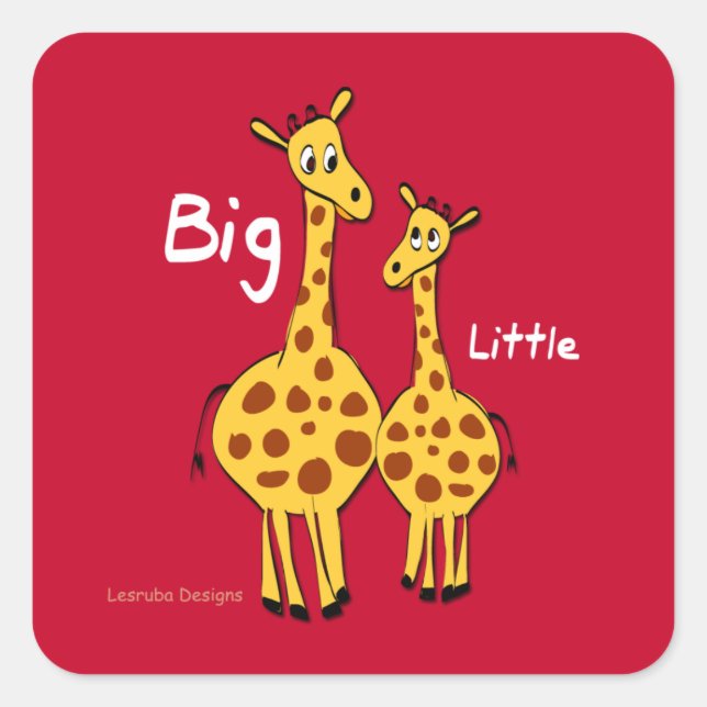 Adesivo Quadrado Big Little Giraffe (Frente)