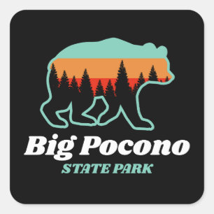 Adesivo Quadrado Big Pocono State Park PA Bear Retro Vintage