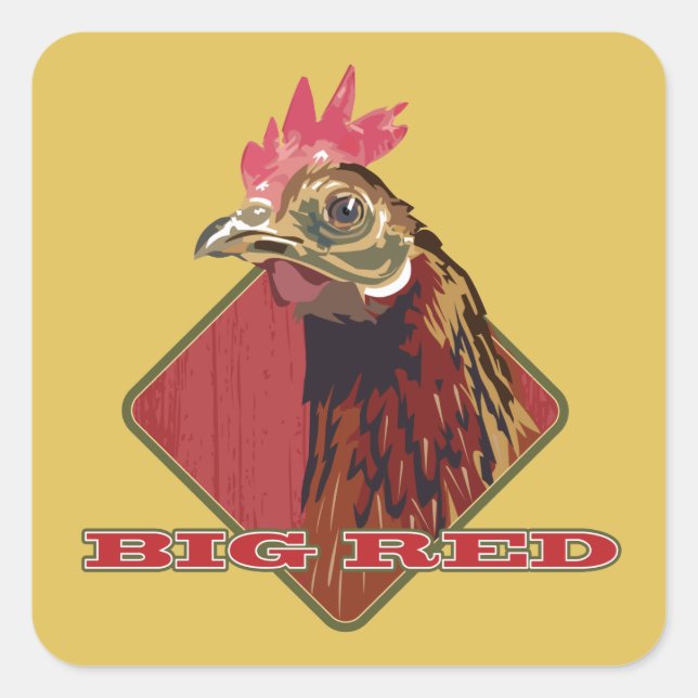 Adesivo Quadrado Big Red Country Rooster (Frente)