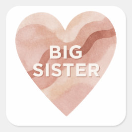Adesivo Quadrado Big Sister Abstract Heart Sticker – Sibling Gift
