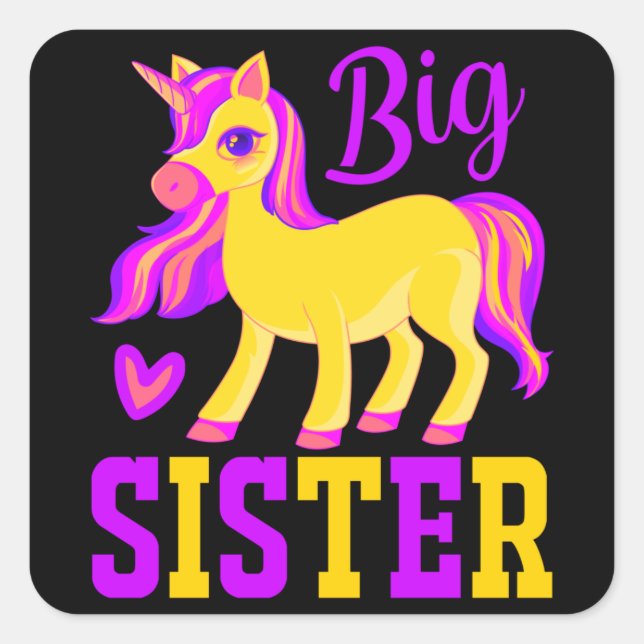Adesivo Quadrado Big Sister Magical Unicorn (Frente)