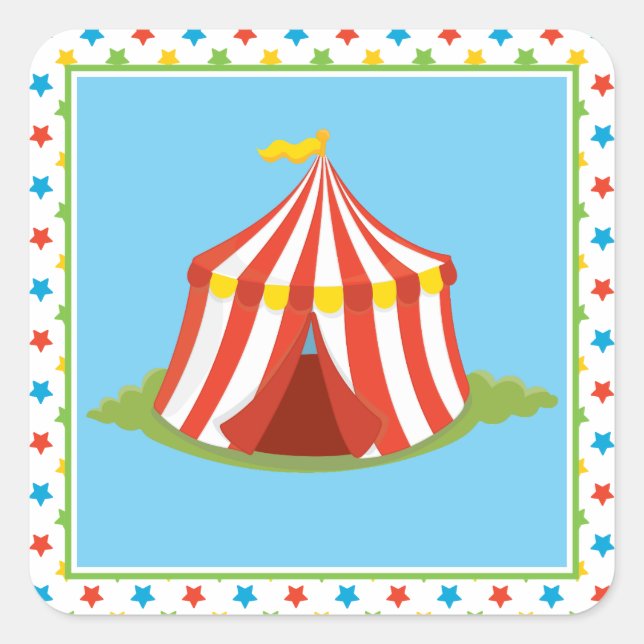 Adesivo Quadrado Big Top Tent | Tema de circo (Frente)