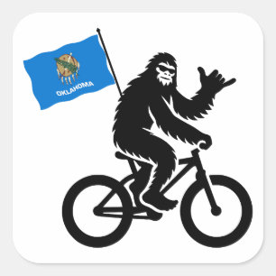 Adesivo Quadrado Bigfoot Ciclismo Bandeira de Oklahoma