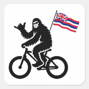 Adesivo Quadrado Bigfoot Ciclista Bandeira do Havaí